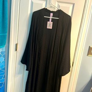 NWT Savage X Fenty Full-Length Black Corset Robe in Allover Print